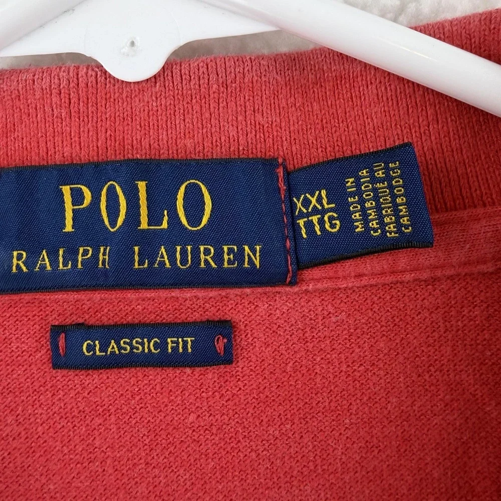 Polo Ralph Lauren Polo Shirt Mens 2XL Red Classic Fit Cotton Pony Logo‎ Knit